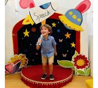 Palco Modulare Piattaforma per Spettacoli per Bambini, Piccola Piattaforma per Discorsi/Canti, Flessibilità del Deck Portatile da 100 cm/120 cm, Supporto per DJ(H15cm (5 7/8"),Dia 100cm (39 3/8"))