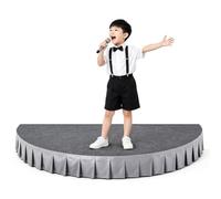 Palco Portatile Grigio Semicircolare Bambini Pedana per Palco | Tappeto Antiscivolo con Gonna a Pieghe, Portata Massima 400 Kg per Ospitare Eventi di Public Speaking(120cm/47in)