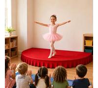 Palco portatile, mini palco per spettacoli e concerti per bambini, include grembiule di protezione, elevata capacità di carico per esibizioni corali, eventi scolastici(Red B,47.2x23.6in)