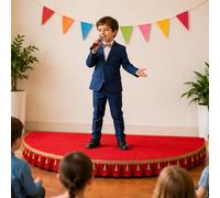 Palco portatile per bambini, include grembiule da palcoscenico, elevata capacità di carico, ideale per ospitare discorsi in pubblico e canti(Red A,100x50cm)