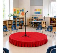 Palco Portatile Rotondo e Semicircolare con Gonna Plissettata | Pedana palco e rialzo per discorsi, cerimonie, musica, presentazioni ed eventi in ambienti interni