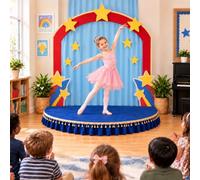 Palco Portatile Semicircolare Bambini Con Gonna, Alta Capacità Di Carico | Palco Per Scuola, Asilo, Musica, Danza, Teatro, Recite, Eventi E Presentazioni(Blue,120cm/47.2in)