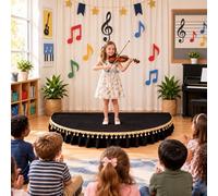 Palco Portatile Semicircolare Bambini Con Gonna, Alta Capacità Di Carico | Palco Per Scuola, Asilo, Musica, Danza, Teatro, Recite, Eventi E Presentazioni(Black,150cm/59in)