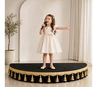 Palco semicircolare portatile per bambini, piattaforma per palcoscenico inclusa, grembiule, elevata capacità di carico, ideale per ospitare discorsi in pubblico e canti(Black,150x75cm)