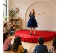 Palco semicircolare portatile per bambini, piattaforma per palcoscenico inclusa, grembiule, elevata capacità di carico, ideale per ospitare discorsi in pubblico e canti(Red A,100x50cm)