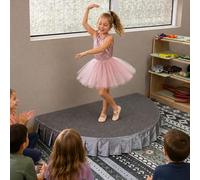 Palco semicircolare portatile per bambini, piattaforma per palcoscenico inclusa, grembiule, elevata capacità di carico, ideale per ospitare discorsi in pubblico e canti(Gray A,100x50cm)