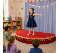 Palco semicircolare portatile per bambini, piattaforma per palcoscenico inclusa, grembiule, elevata capacità di carico, ideale per ospitare discorsi in pubblico e canti(Red B,100x50cm)