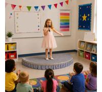 Palco semicircolare portatile, Tappeto Antiscivolo con Gonna a Pieghe | System Modulare per Palcoscenici per Recite Scolastiche, Canto, Danza E Discorsi(Gray 2,100*50cm/39.5*19.7in)