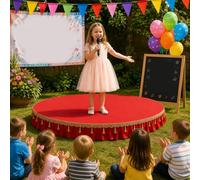 Palco semicircolare portatile, Tappeto Antiscivolo con Gonna a Pieghe | System Modulare per Palcoscenici per Recite Scolastiche, Canto, Danza E Discorsi(Red 2,100*100cm/39.5*39.5in)