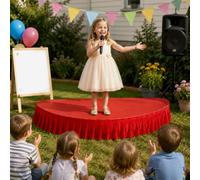 Palco semicircolare portatile, Tappeto Antiscivolo con Gonna a Pieghe | System Modulare per Palcoscenici per Recite Scolastiche, Canto, Danza E Discorsi(Red 1,150*75cm/59*29.5in)