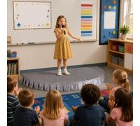 Palco semicircolare portatile, Tappeto Antiscivolo con Gonna a Pieghe | System Modulare per Palcoscenici per Recite Scolastiche, Canto, Danza E Discorsi(Gray 1,120*60cm/47.2*23.6in)