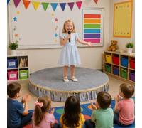 Palco semicircolare portatile, Tappeto Antiscivolo con Gonna a Pieghe | System Modulare per Palcoscenici per Recite Scolastiche, Canto, Danza E Discorsi(Gray 2,120*120cm/47.2*47.2in)