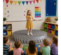 Palco semicircolare portatile, Tappeto Antiscivolo con Gonna a Pieghe | System Modulare per Palcoscenici per Recite Scolastiche, Canto, Danza E Discorsi(Gray 1,100*100cm/39.5*39.5in)