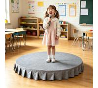 Palcoscenico portatile per bambini con grembiule e superficie antiscivolo | Mini palco per bambini, portata 550 libbre, ideale per spettacoli di public speaking e canto(Grey,39.4x39.4in)