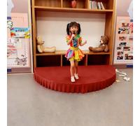 Palcoscenico Portatile Semicircolare Piattaforma per Spettacoli per Bambini Tappetino Palco Incluso Elevata Capacità Carico Ideale per Ospitare Parlare In Pubblico e Cantare Red 120x60cm