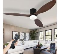 Pale Da Soffitto Con Luce E Telecomando Silenzioso Lampadario Con Ventilatore Ventola Soffitto Con Luce Design Memoria Dimmerabile LED 6 Velocità Motore DC Reversibile E Timer-Black-WoodGrain||42in