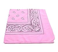 PALE Pink Bandana with Black & White square Paisley pattern ON BOTH SIDES