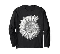 Paleontologia Acanthoceras Ammonite Fossil Spiral Shell Maglia a Manica