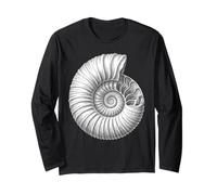 Paleontologia Classic Ammonite Fossil Spiral Shell Maglia a Manica