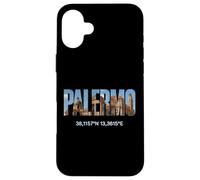 Palermo Italia Luoghi d'interesse Palermitano Coordinate GPS Italia Custodia per iPhone 16 Plus