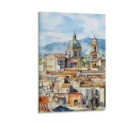 Palermo Italia Sicilia paesaggio urbano storico architettura artistica da parete stampe artistiche su tela poster opera d'arte per soggiorno, camera da letto, bagno, ufficio, decorazione per la casa