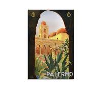 Palermo, Italy - Poster vintage da viaggio, Palermo, Palermo Centro Storico, arte da parete, idea regalo, stampe artistiche su tela, rustiche, decorazioni per soggiorno, bagno, camera da letto, 20 x