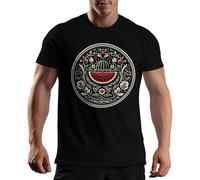 Palestine Coat of Arms Watermelon Free Palestine Art T-Shirt Maglietta per Uomo Nera Size L