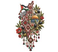 Palestine Forever Journal: Map, Flag & Olive Tree Heritage Notebook: 6x9 Lined Diary Featuring Palestinian National Symbols, Dome of the Rock, and Cross-Stitch Embroidery