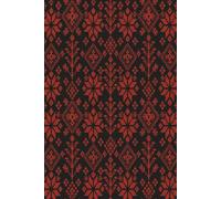 Palestinian Embroidery Journal: Bold Red and Black Traditional Cross Stitch Folk Pattern Notebook for Writing and Notes