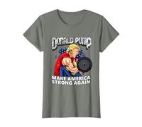 Palestra di Sollevamento Pesi Donald Pump Make America Strong Again Maglietta