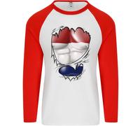 Palestra Il Olandese Bandiera Strappato Addominali Holland Uomo L/S T-Shirt