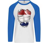 Palestra Il Olandese Bandiera Strappato Addominali Holland Uomo L/S T-Shirt