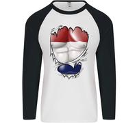 Palestra Il Olandese Bandiera Strappato Addominali Holland Uomo L/S T-Shirt