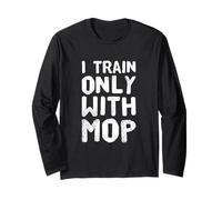 Palestra Scherzo Palestra Umorismo Testo Divertente Mi alleno Solo con mocio Palestra Maglia a Manica