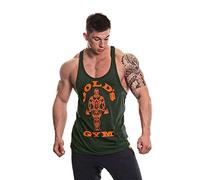 Palestra UK GGVST003 Mens Allenamento Serbatoio Fitness Top Allenamento Muscolare Premium Gold Joe Stringer Vest, Esercito Marl/Arancio, 2XL
