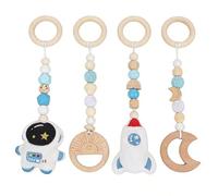 Palestrina Neonato Giocattoli da 0 Mesi 4 Pezzi Palestrina Neonato Legno Pendenti Giochi per Bambini e Bambine, Giochi Passeggino Neonati per Seggiolino Auto, Seggiolino Auto, Passeggino (Marrone)