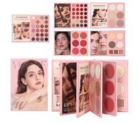 Paleta de libros de Makeuje, kit de cosméticos estilo libro de 5 capas con sombra de ojos, rubor y colores de labios, juego de paleta de trucaje todo en para mujeres y niñas principiantes,