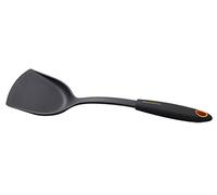 Paletta chef multiuso in nylon, 32 x 10 cm, Soft Collection, ideale per girare frittate, hamburger, pesce, pan cake, (colore: nero e arancione), quantità: 1 pezzo.