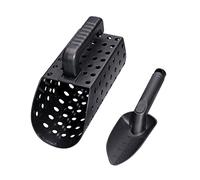 Paletta da sabbia con pala da scavo, setaccio da prospezione in plastica spessa, kit di setacciatura rapida della sabbia a fori multipli, adatto per la ricerca di metalli in spiaggia e nel terreno.