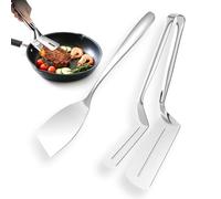 Paletta per arrosti di pesce, paletta da cucina, pinza da bistecca multifunzione (con pinza per pesce), cucchiaio da cucina, protezione per scottature, set da 2 pezzi