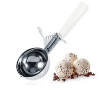 Paletta per Gelato in Acciaio Inossidabile, Cucchiaio da Paletta per Frutta con Manico in Plastica,Porzionatori da Gelato Adatto per Fare il Gelato, Anguria, Lo Scoop Di Patate (8CM-White)
