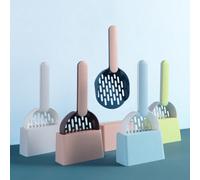 Paletta per lettiera di plastica con base, paletta autopulente per lettiera, attrezzo per la pulizia della toilette per gatti, accessori per gatti Verde grigio senza base,Blu e bianco senza base,Base 