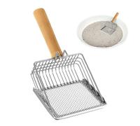 Paletta per Lettiera - Paletta Profonda in Metallo Setacciatrice per Lettiera Gatti,Pala Per Deiezioni Facile Da Pulire Acciaio Inox Resistente Con Manico In Legno Per Lettiera Interni