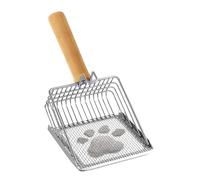 Paletta per Lettiera | Paletta Profonda per Escrementi di Gatto con Manico in Legno | Pala Per Deiezioni Facile Da Pulire Acciaio Inox Resistente Con Manico In Legno Per Lettiera Interni