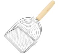 Paletta per lettiera per gatti con manico in legno, setaccio per sabbia,