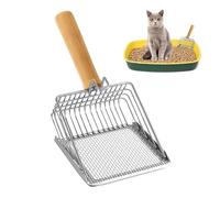 Paletta Per Lettiera Per Gatti - Paletta Profonda in Metallo Setacciatrice per Lettiera Gatti - Pala Per Deiezioni Facile Da Pulire Acciaio Inox Resistente Con Manico In Legno Per Lettiera Interni