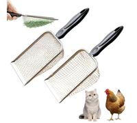 Paletta per pollaio per sabbia, paletta per cacca di pollo con rete da 3,8 mm e 5 mm, rastrello in metallo e strumento per paletta per pollo, paletta per setacciare cacce, forniture per pollo