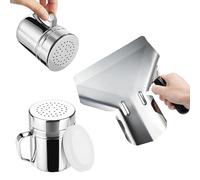Paletta per popcorn per macchina per popcorn, in acciaio inox, con 2 saliera per popcorn, paletta per frittura francese con ampia apertura a spatola e manico con scanalatura per le dita, per feste,
