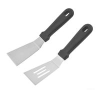Paletta per torte in acciaio inox con manico in plastica Paletta per torte | Set da 2 pezzi con variante scanalata e liscia, ideale per drenare il grasso e servire in modo pulito le torte