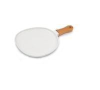 Paletta Vassoio in Porcellana Bianco con Manico in Legno 19 cm